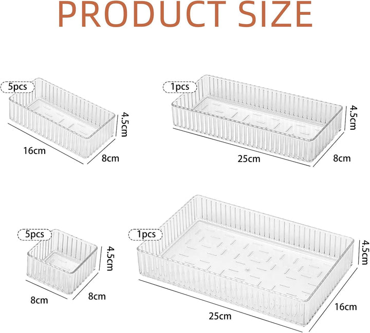 12 Stück Schminktisch Organizer Schubladen Rutschfest,4 Grössen,Acrylic Makeup Organizer Drawer Schu