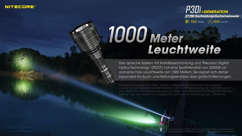 FLASHLIGHT PRECISE SERIES/2000 LUMENS P30I NITECORE