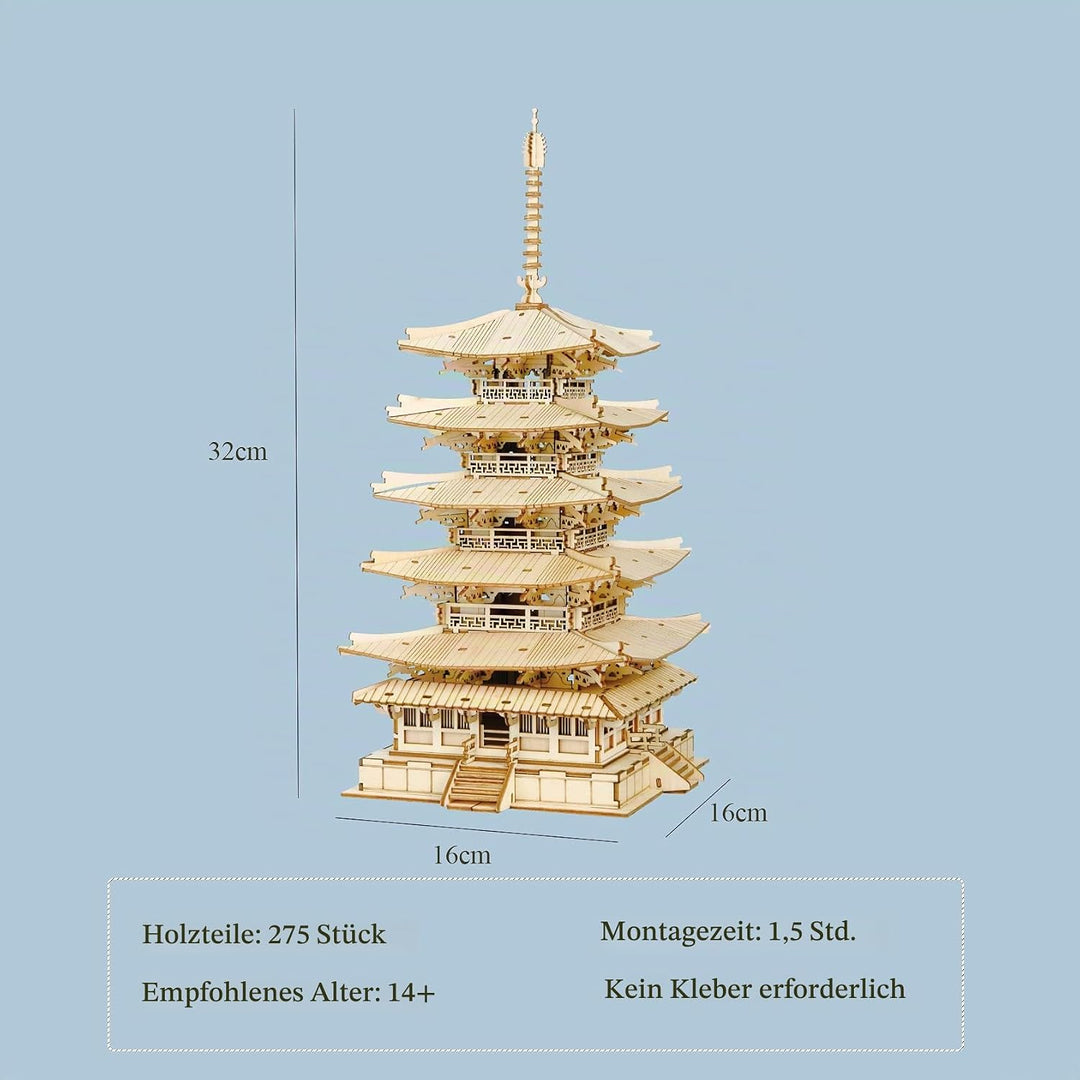 Rolife Pagode Holzpuzzle Modellbausätze-Japanische Architekturmodelle Baukästen 3D Puzzle Erwachsene