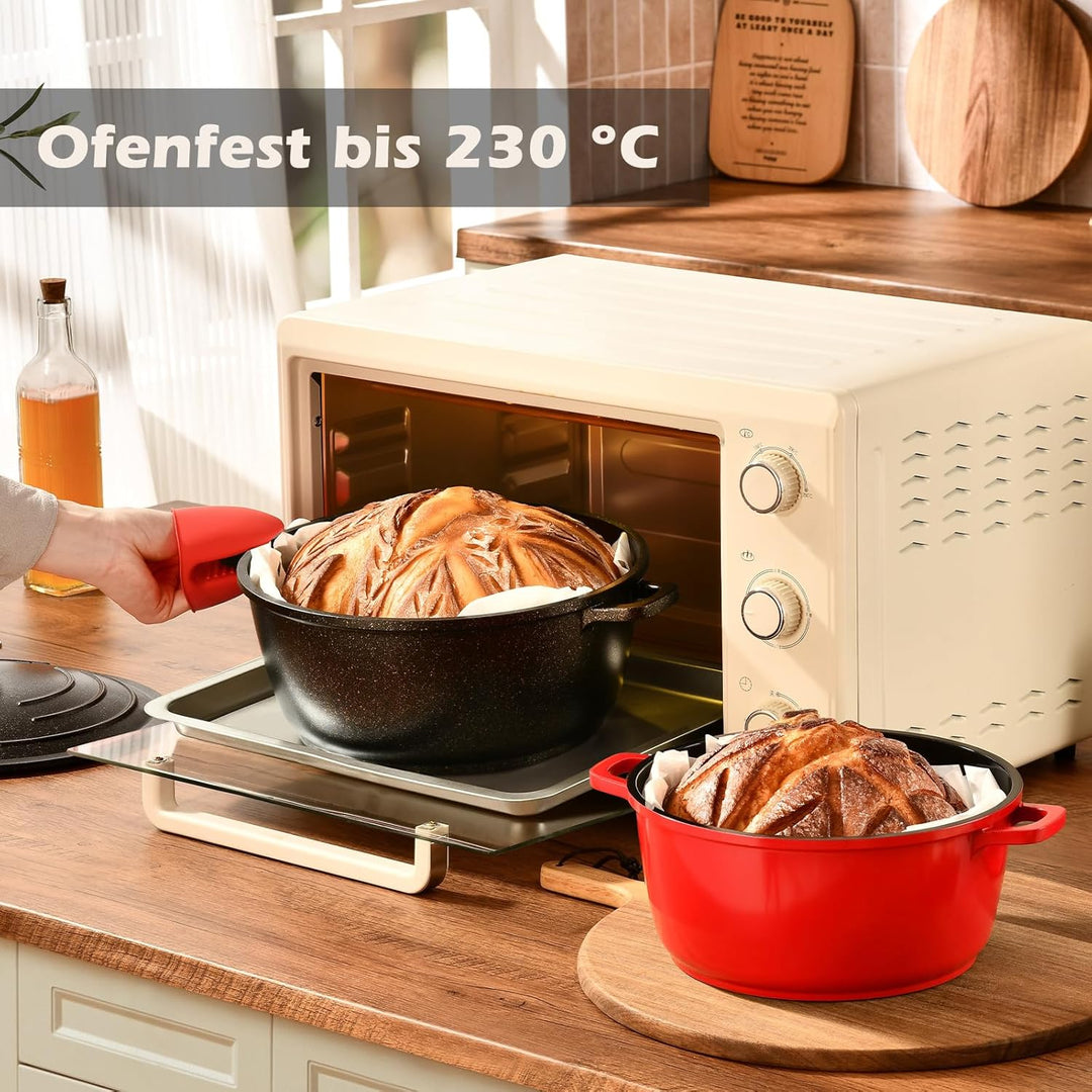 Bräter mit Deckel Schmortopf Induktion 28 cm Brot Backen Dutch Oven Stil, leichter als Gusseisen Top