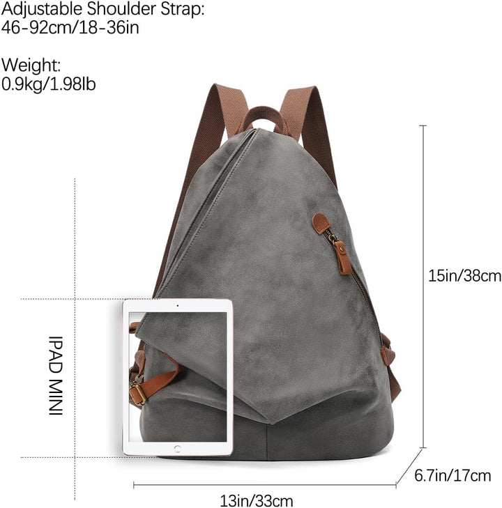 Retro Segeltuch Rucksack PU Vintage Rucksäcke PU Leder Daypack Reisetasche Schulterrucksack für Herr