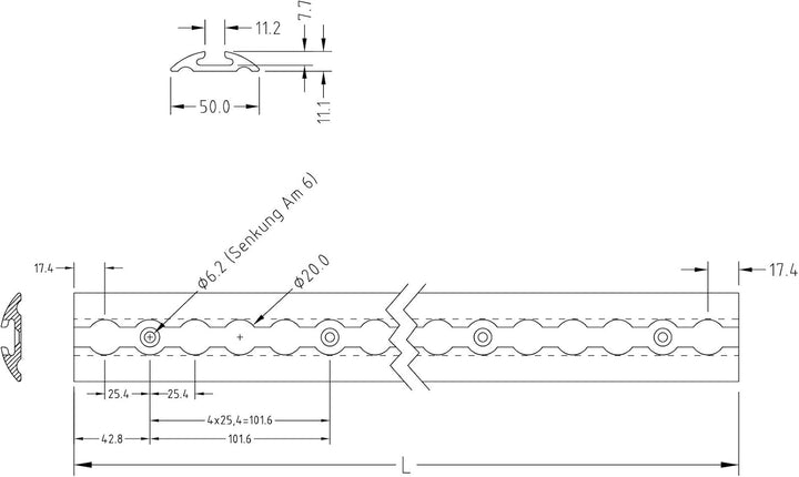 NTG Airlineschiene 4 STK 0,5m / 500mm halbrund Alu -TÜV Zertifiziert- m. Fittingen - Sparsetauswahl
