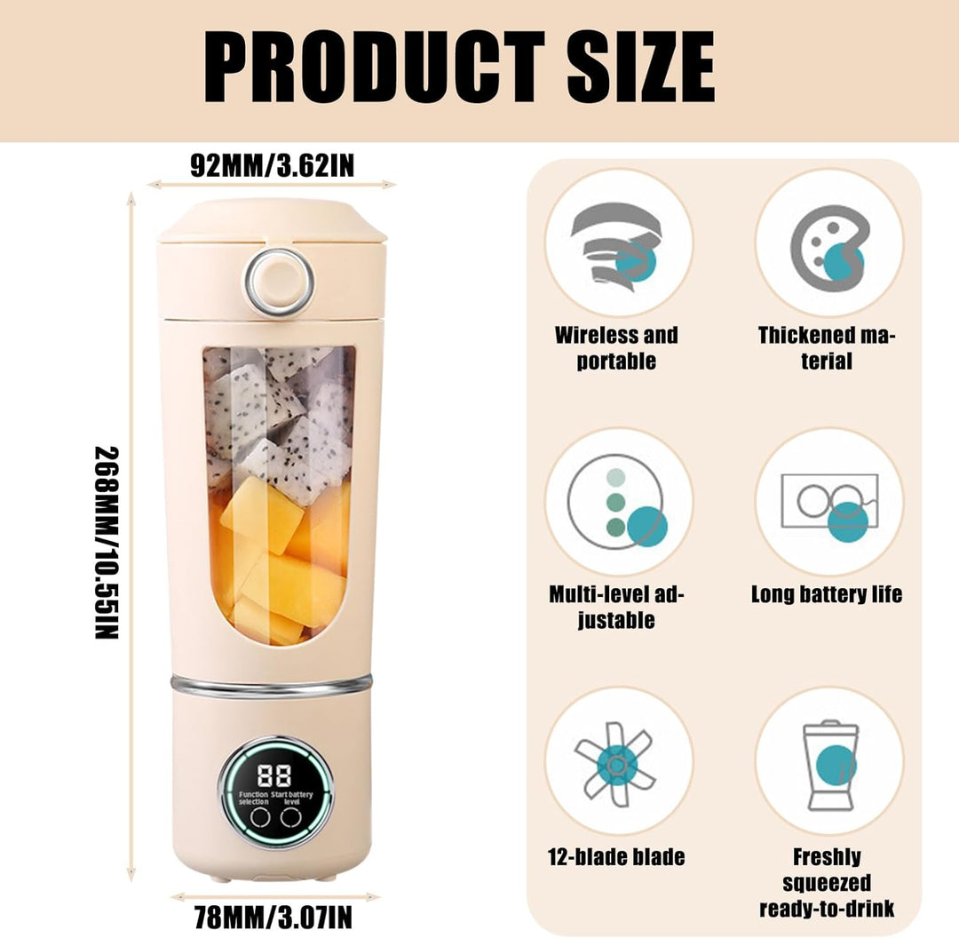 Klein Tragbarer Mixer, 700ml Maker to Go Mini-Standmixer Portable Blender mit 12-Klingen Edelstahl u