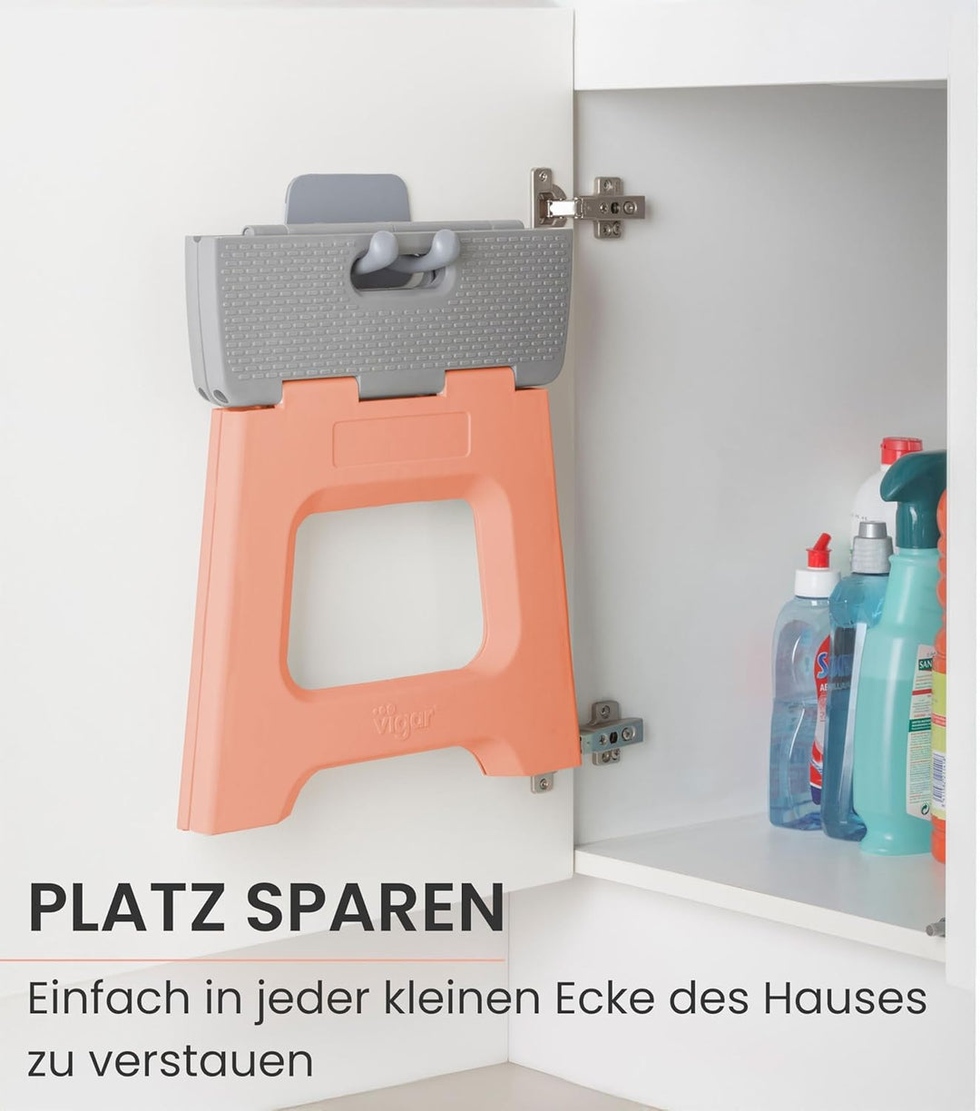 Vigar Kompakte Tritthocker Klappbar für Erwachsene, 32 cm, Klapphocker Faltbar 150 kg rutschfest, Le