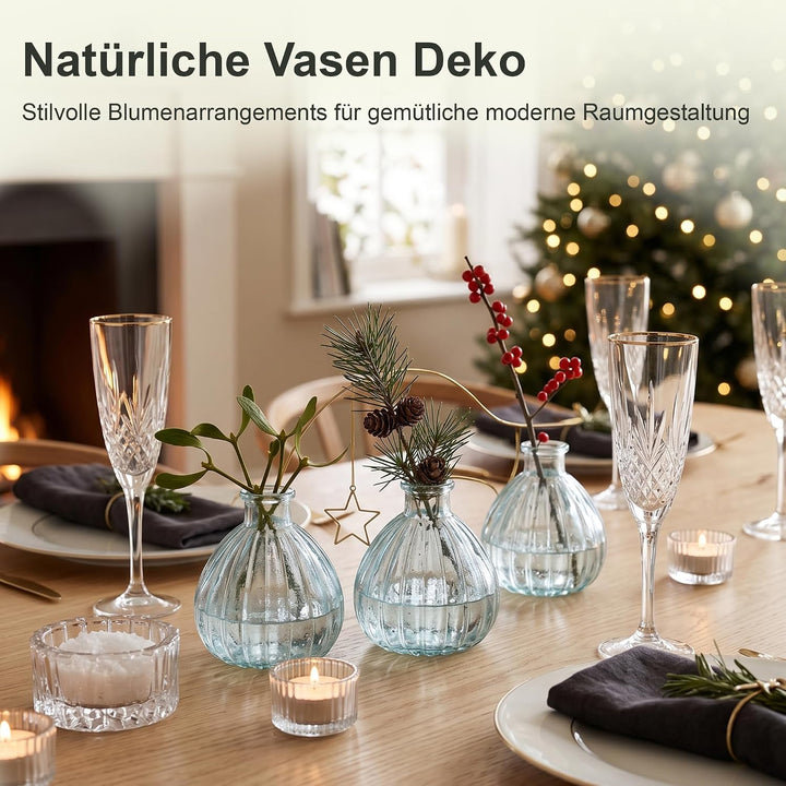 6 Kleine Blumen Vasen Deko – Blumenvasen Klein Tischdeko – Glasvase Gläschen Geburtstag Kommunion Ho