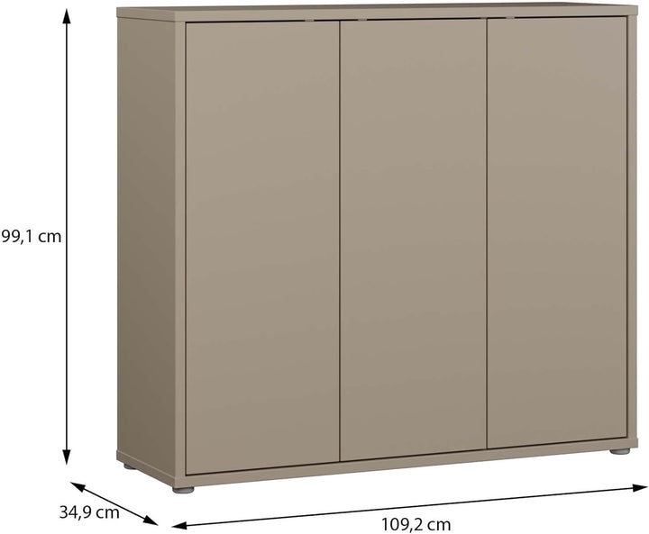 Forte ALICE SPRINGS Schuhschrank 100 110, modern-minimalistisch, 3-türig, Flurschrank, Holzwerkstoff