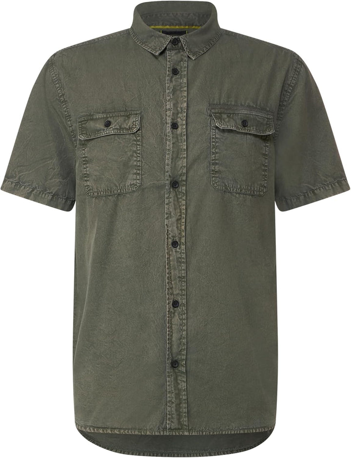 Street One MEN Herren Hemd in Washedoptik L Mud Green, L Mud Green