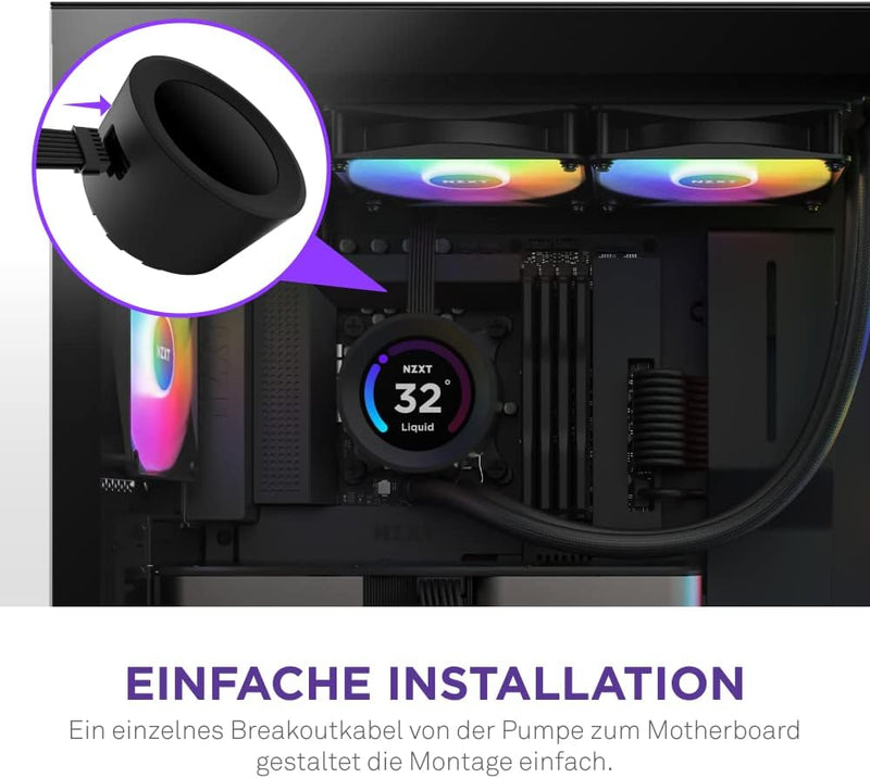 NZXT Kraken Elite 240 RGB - RL-KR24E-B1-240mm AIO CPU Wasserkühlung - 2,36" LCD Display 640x640-2x12