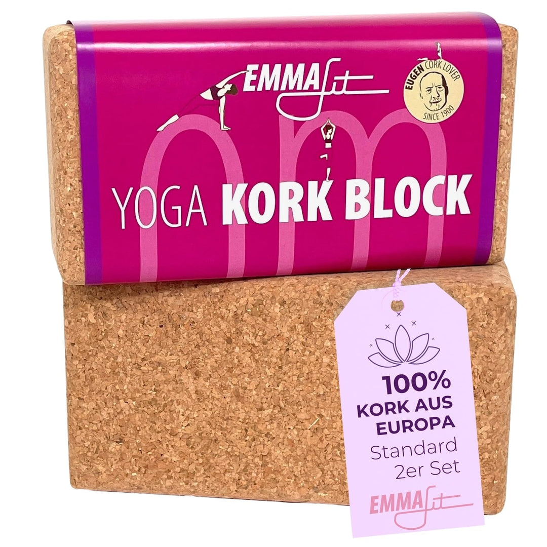 EMMAfit Kork Yoga Block Klassik I hochwertiger Yogablock aus Kork für Yoga-Übungen I hygienisch & um