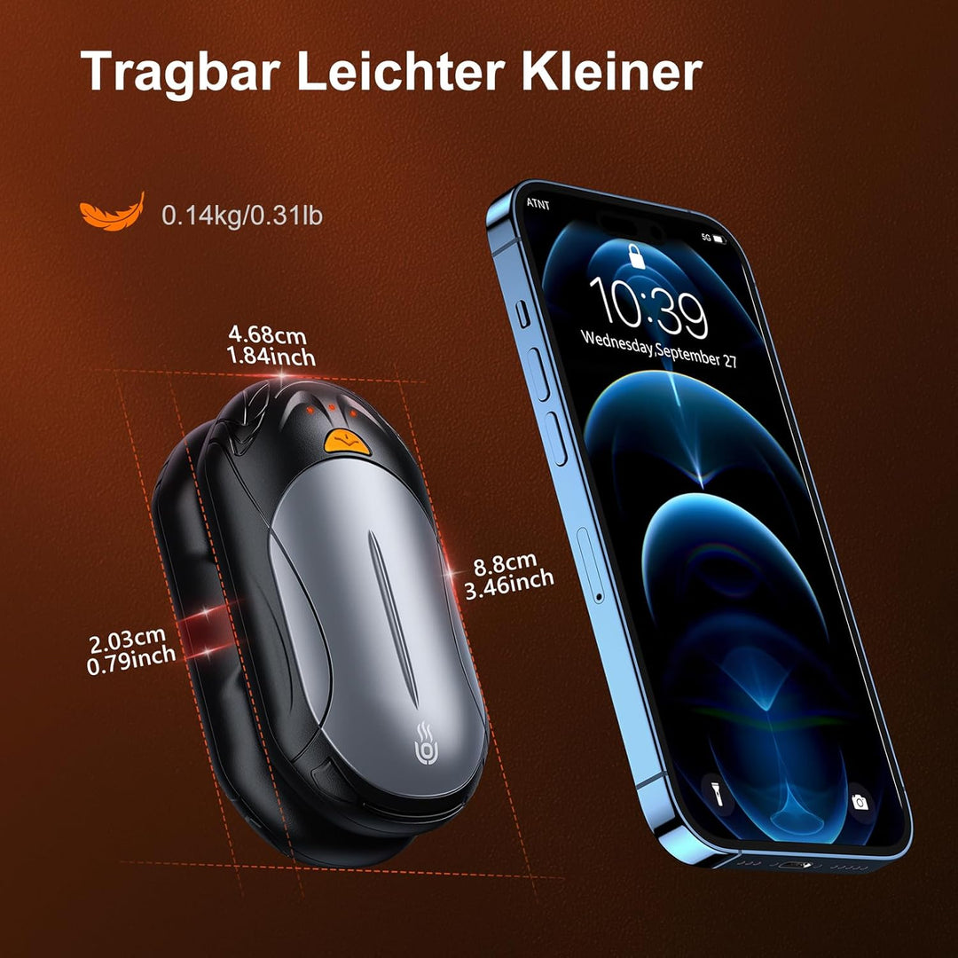 OUTJUT Handwärmer Elektrisch 6000mAh, 2 Pack Wiederaufladbar Handwärmer Tragbare Taschenwärmer 3 Hei