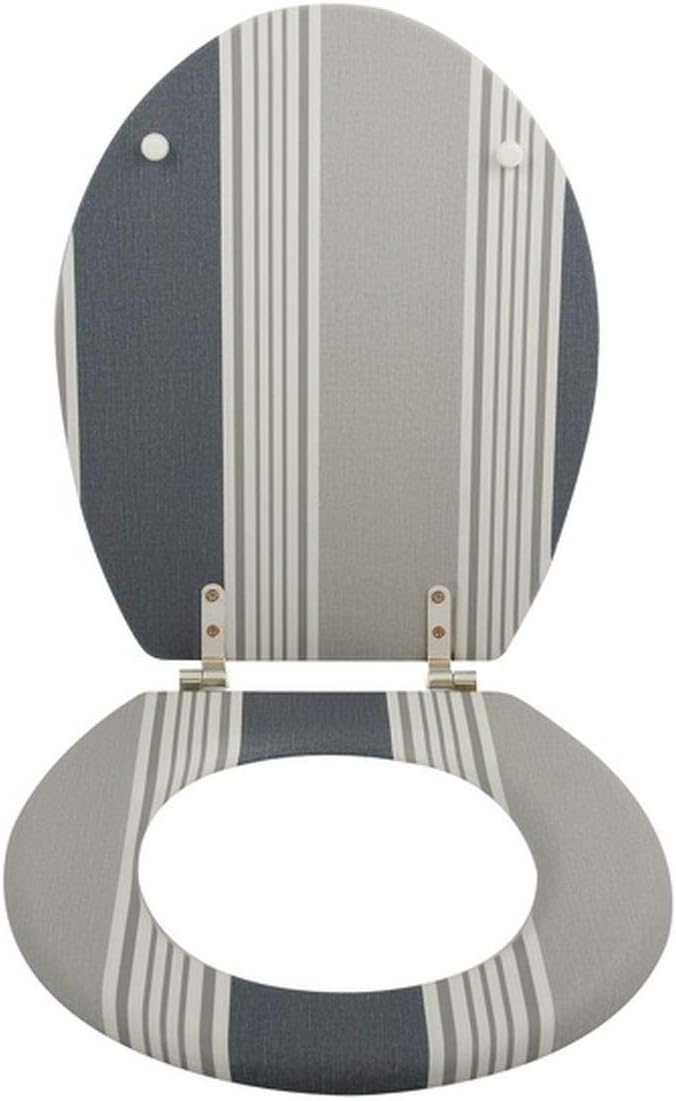 MSV WC Sitz Toilettendeckel MDF Holzkern „Bambus Cardiff Grau“ Scharniere aus Edelstahl - hochwertig