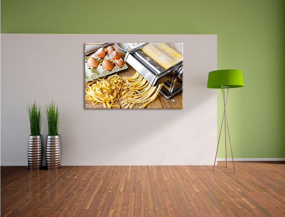 Nudelmaschine Pasta Italia Format: 100x70 auf Leinwand, XXL riesige Bilder fertig gerahmt mit Keilra