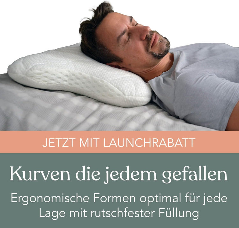 Traumreiter CPAP Kissen für Seitenschläfer - Schlafapnoe Kopfkissen mit Memory Foam 2 Härtegrade, ge
