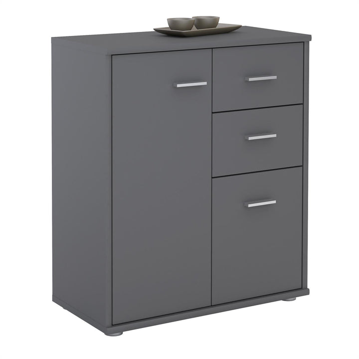CARO-Möbel Kommode Locarno Highboard Bürokommode mit 2 Schubladen und 2 Türen in grau anthrazit, Gra