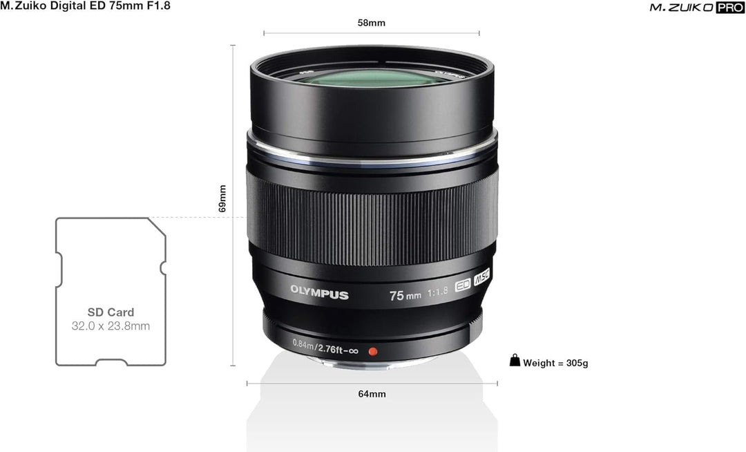 Olympus M.Zuiko Digital ED 75mm F1.8 Objektiv, lichtstarke Festbrennweite, geeignet für alle MFT-Kam