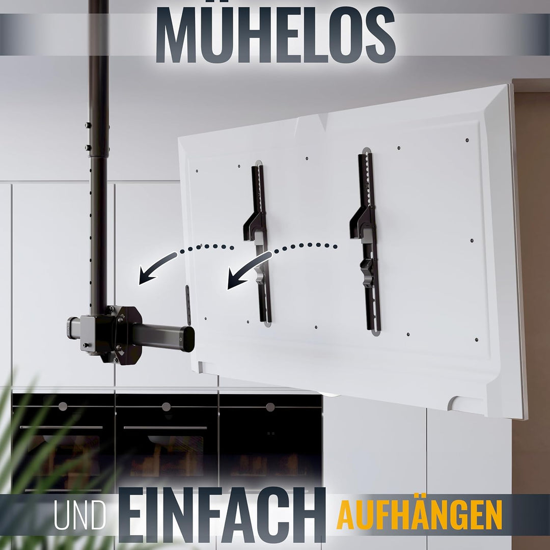 RICOO TV Deckenhalterung für Fernseher 23-55 Zoll, Schwenkbar Neigbar Höhenverstellbar, Universal TV
