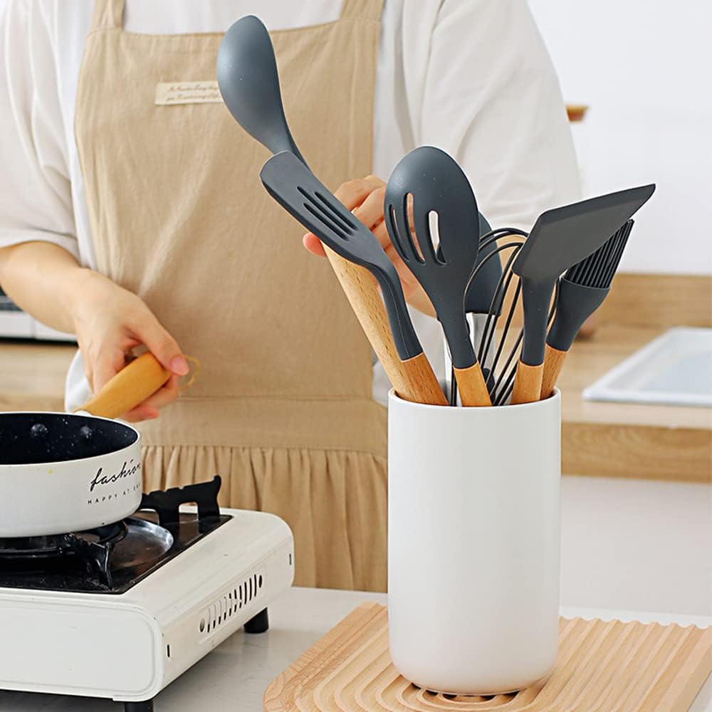 OnePine Küchenutensilienhalter Keramik, Utensilienhalter in Modernem Design, Besteckhalter Für Gabel