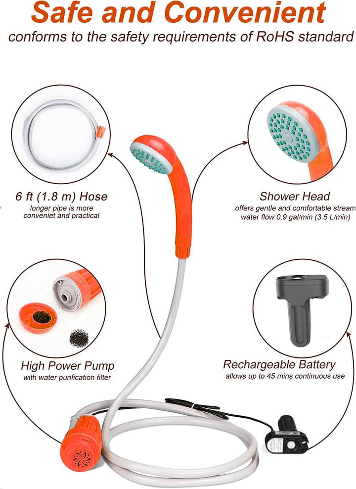 Zooma Tragbare Duschen Camping Dusche, Campingdusche mit Tauchpumpe, Tragbar Outdoor Dusche Wasserpu