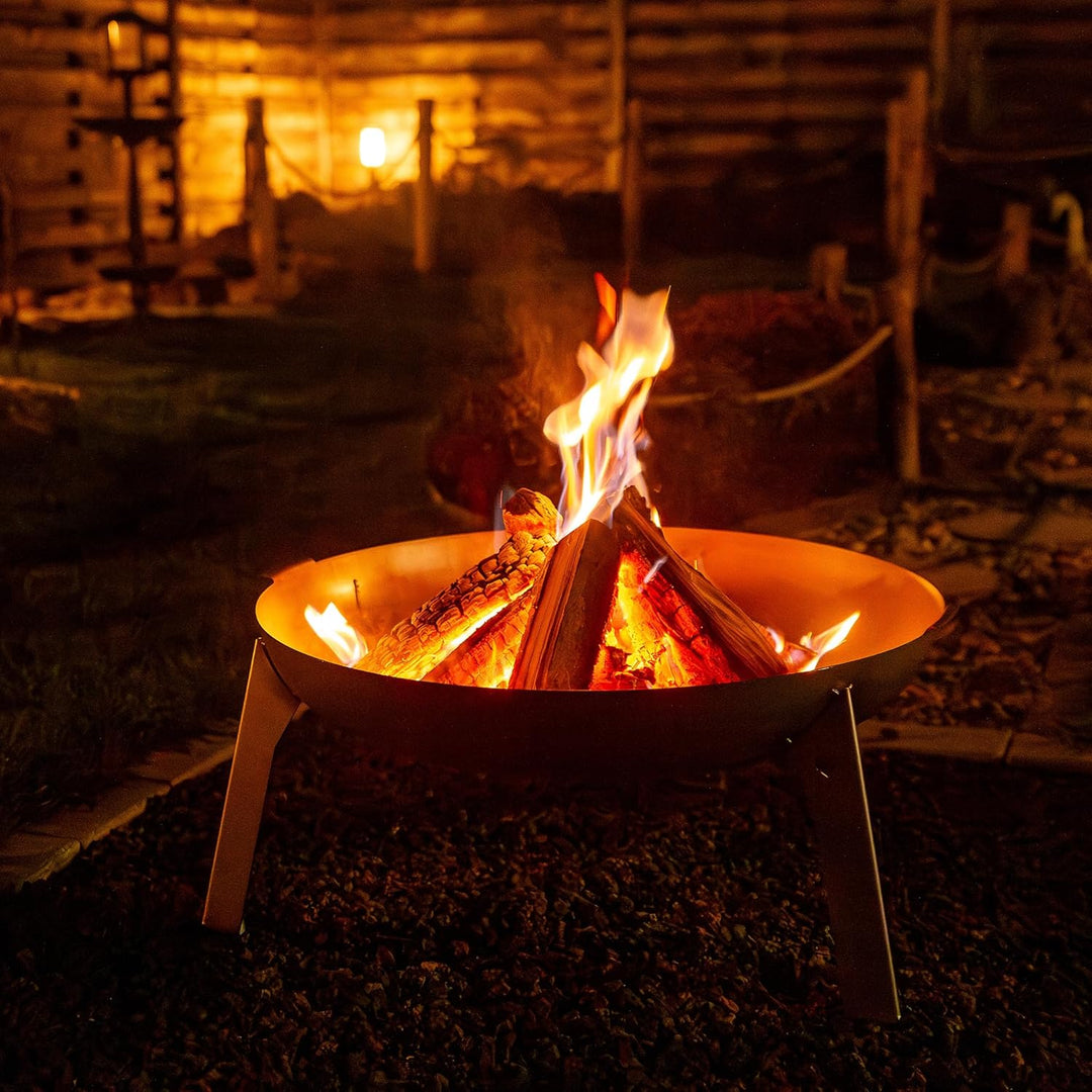 FENNEK Feuerschale 3 Pod | Grosse Feuerstelle aus 2,0 mm temperaturbeständigem Edelstahl | Ø 65 cm |