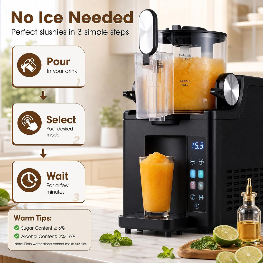 LIFEZEAL Slush Maschine, 1,5 L Softeismaschine mit 220 W Kompressor | Eismaschine für Slushies, Cock
