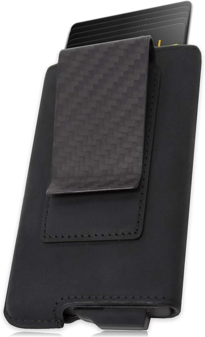 Fidelo Karbonfaser-Minimalistische Brieftasche – Schlankes Kreditkartenetui, Geldscheinklammer-Geldb