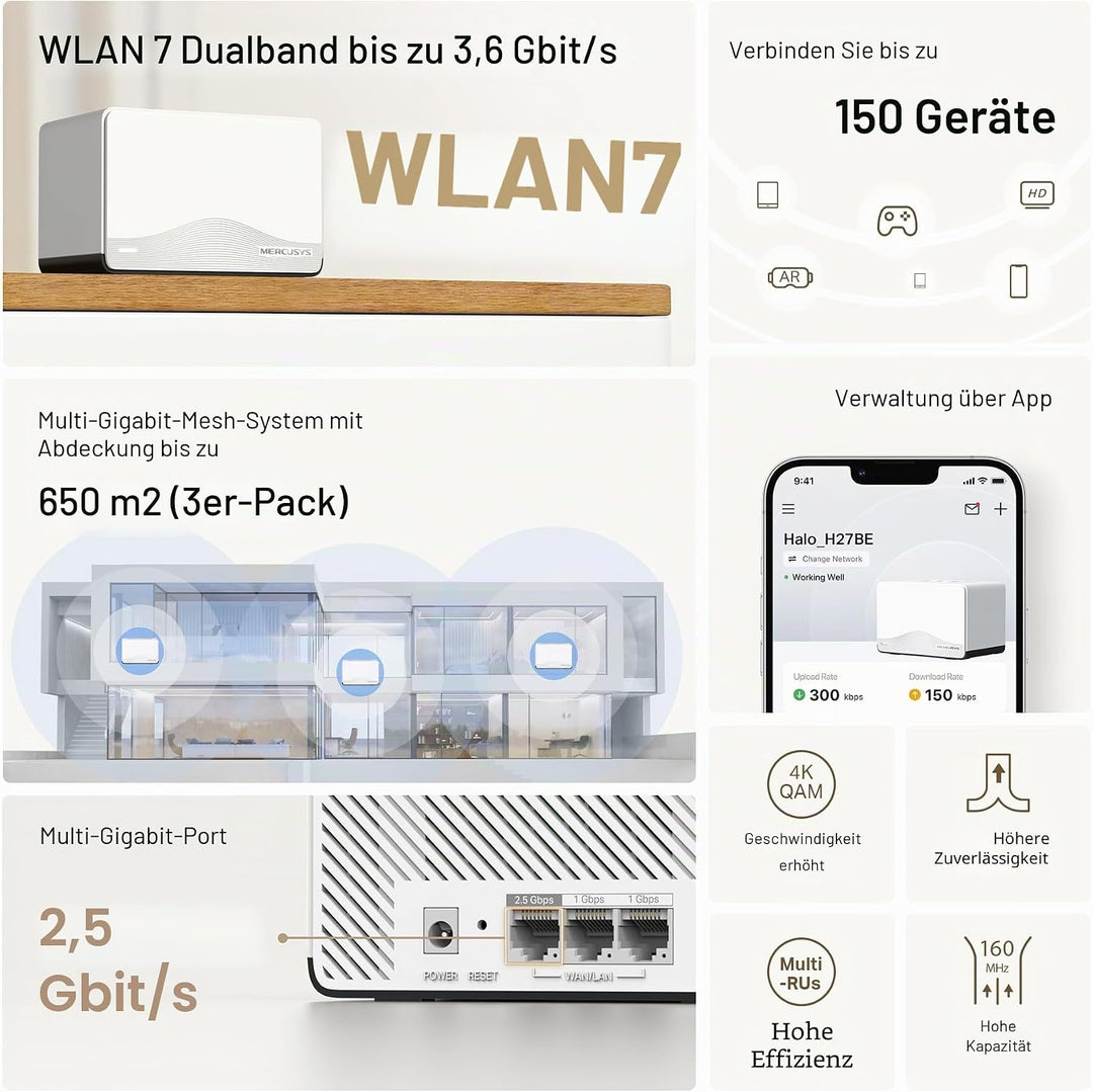 Chaleco De Flotabilidad Mercusys TP-Link Halo H27BE Mesh Wi-Fi 7
