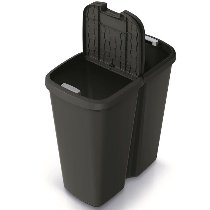 HRB DUO Bin Mülleimer 2 Fächer, idealer Mülleimer Küche mit 2x 25L Mülleimer Trennsystem praktischer