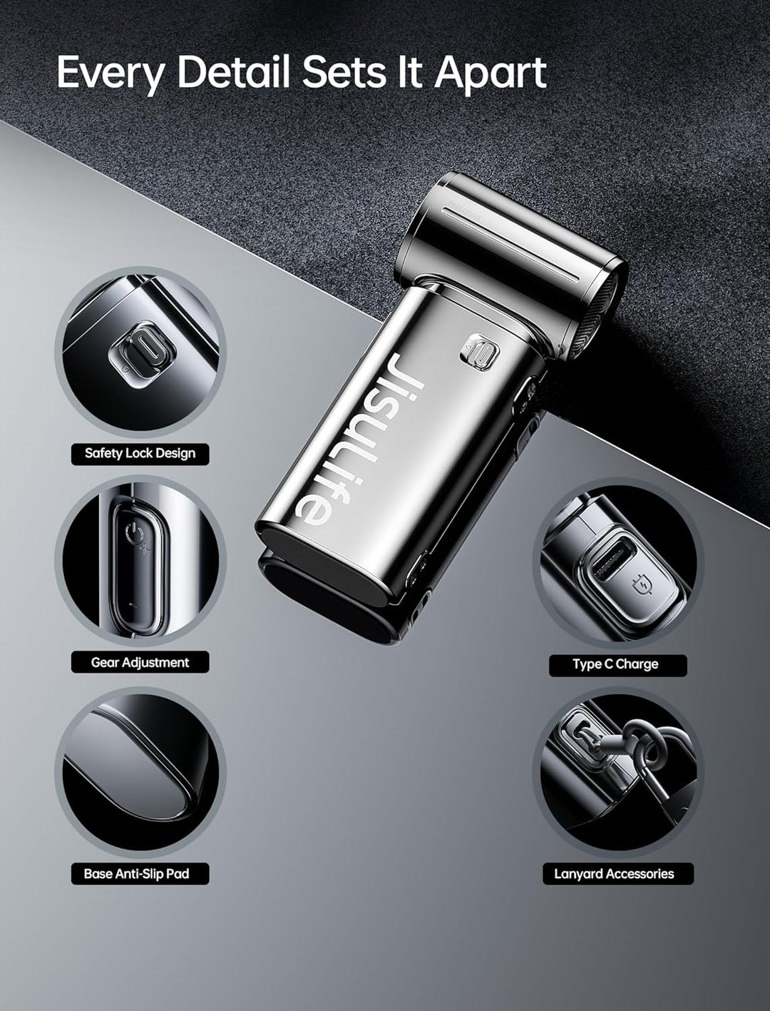 JISULIFE Tragbarer Handventilator, Turbo-Power [18 Stunden Maximale], 5-Gang-Wind, 5000 mAh wiederau