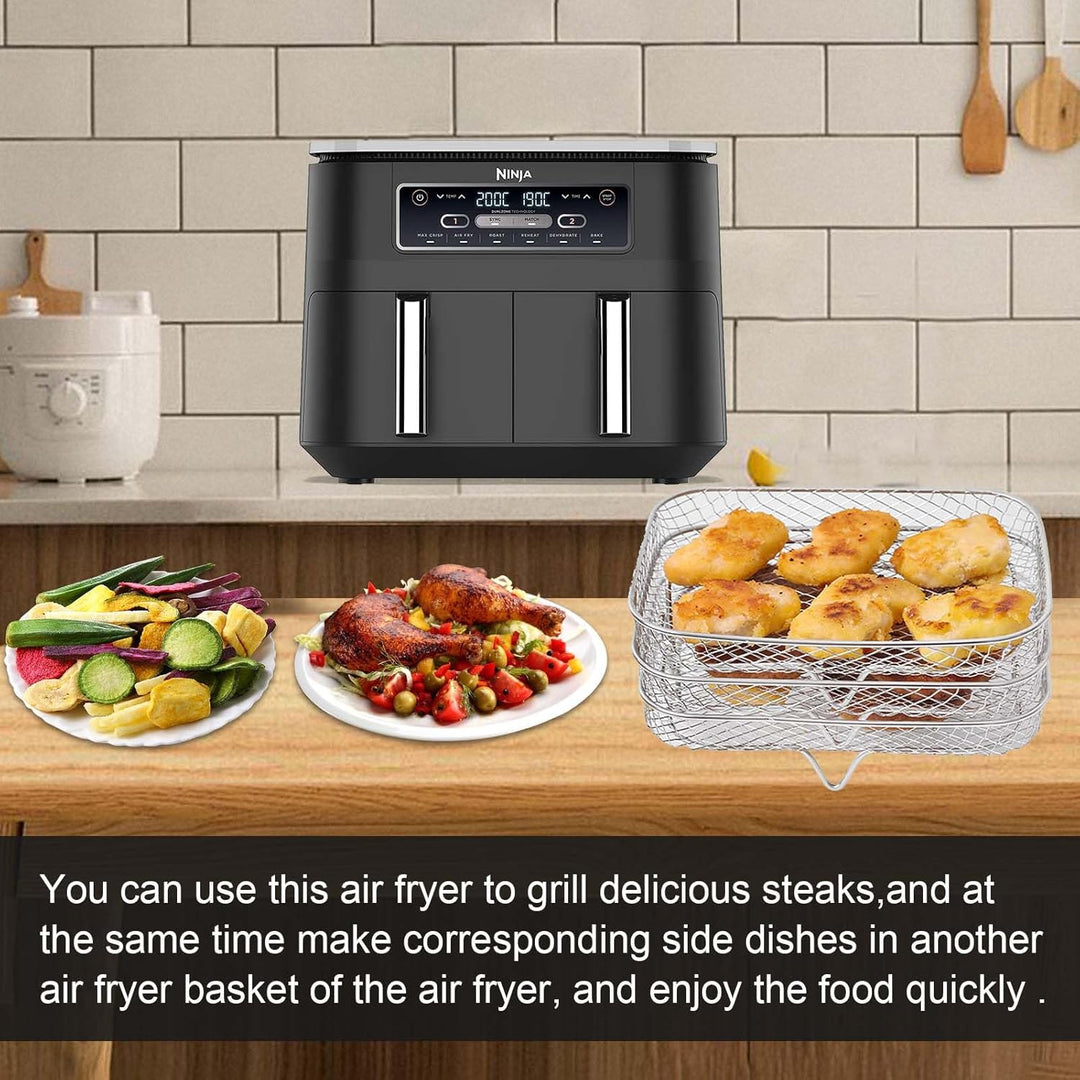 Air Fryer Rack, 304 Edelstahl Heissluftfritteuse Grillrost Dehydrate Rack Multifunktional Stapelbar