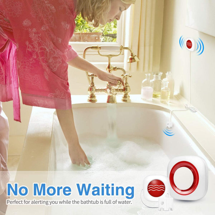 Drahtlos Wassermelder Wassersensor Wasser Alarm Sirene Kabellos mit Batterien (1x empänger+2X Wasser
