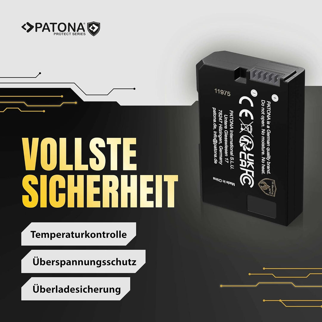 PATONA Protect V1 EN-EL14 EN-EL14a Akku (1100mAh) mit NTC-Sensor und V1 Gehäuse 1x EN-EL14 Protect V