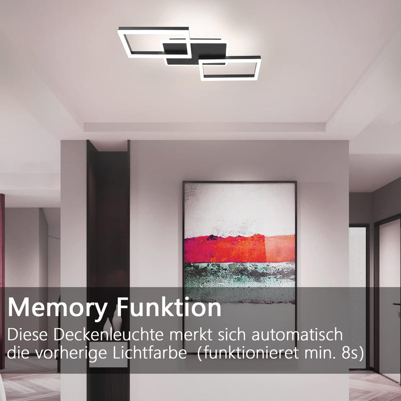 ZMH LED Deckenleuchte Wohnzimmer Deckenlampe - 48W Dimmbar Schlafzimmerlampe Schwarz Flach Design mi