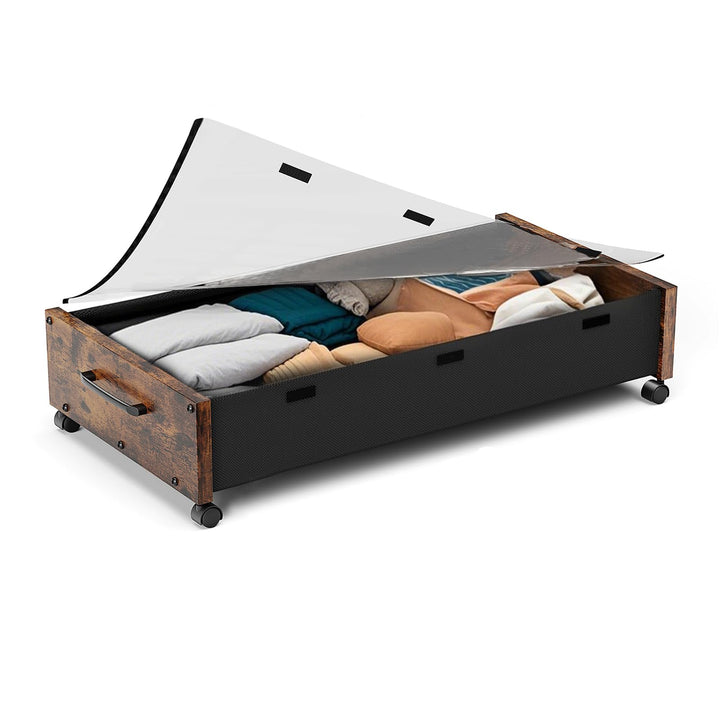 Unterbett-Aufbewahrung mit Rollen, Holz-Aufbewahrungsbehälter Extra Gross Unterbett-Schuh-Organizer,