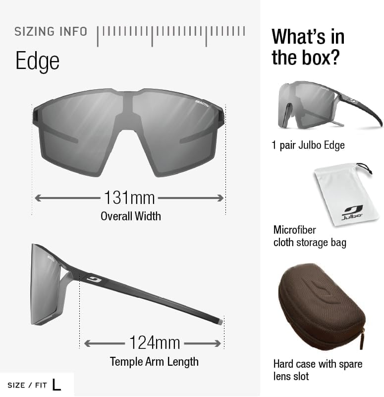 Julbo Unisex Edge Sunglasses Einheitsgrösse Schwarz Durchscheinend / Orange, Einheitsgrösse Schwarz