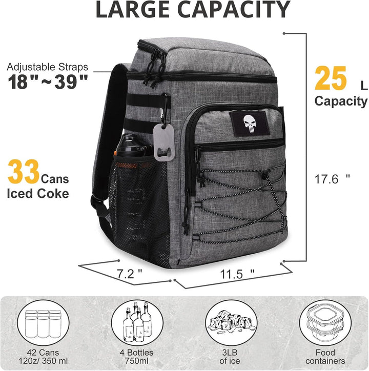 Taktischer Kühlrucksack – 25L Isolierter Rucksack, Auslaufsicher & Robust – Grosser Lunch-Rucksack,