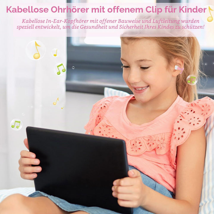 BANIGIPA Kinder True Wireless Earbuds, Open-Ear Kopfhörer mit Mikrofon zum Schutz des Gehörs für das