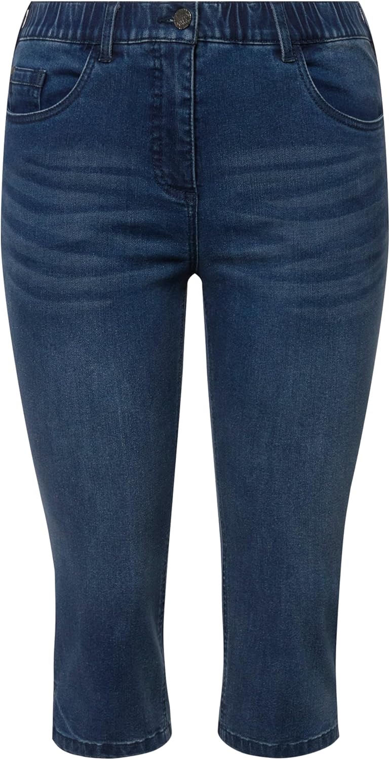 Ulla Popken Damen Freizeithose 32W / 32L Blue Denim, 32W / 32L Blue Denim