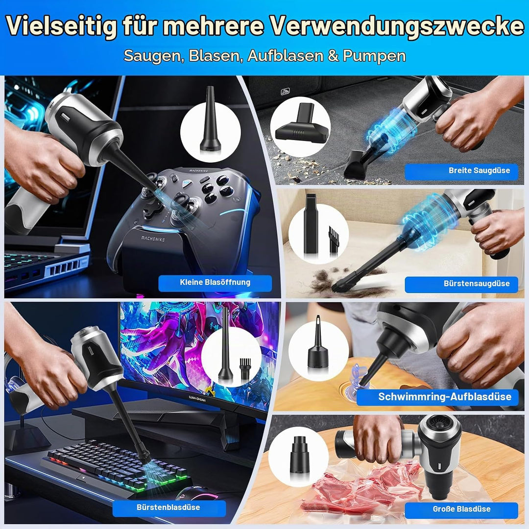 Handstaubsauger, 25000Pa Autostaubsauger mit Bürstenloser Motor 4-in-1 Handstaubsauger Kabellos 3 St