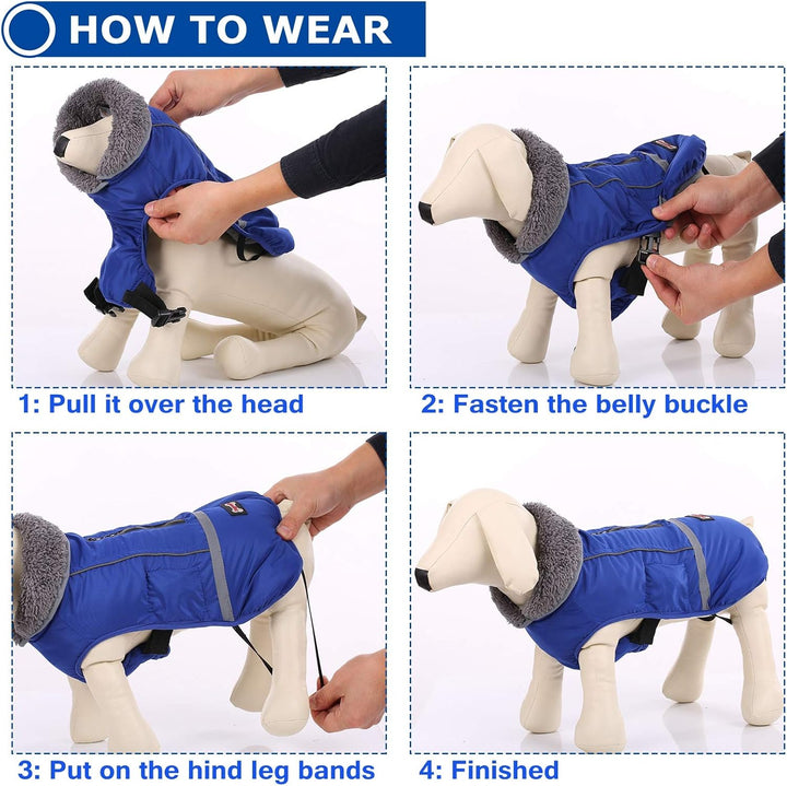 QBLEEV Hundewintermantel, warm, reflektierende Hundejacke, Rollkragen, wasserdicht, für kaltes Wette