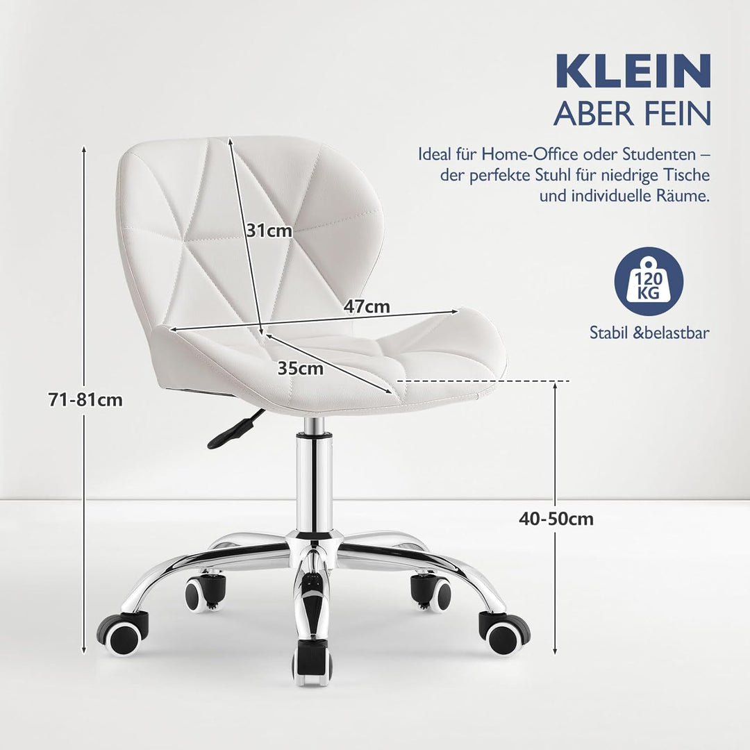 CLIPOP Bürostuhl ohne Armlehnen, Drehstuhl 360°, Schreibtischstuhl mit Rollen, höhenverstellbar, bis