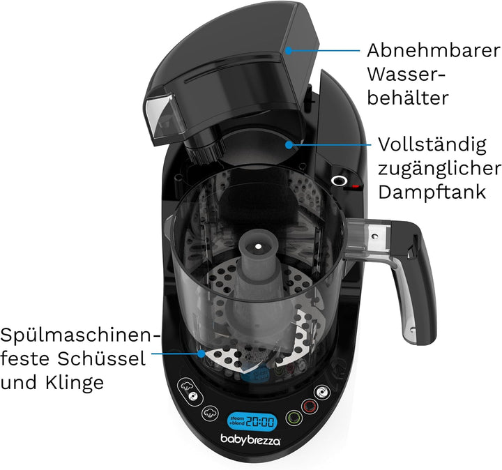 Baby Brezza Food Maker Deluxe – 3-in-1 Babynahrungszubereiter (Dampfgaren, Mixen, Kombi), 800 ml Bab