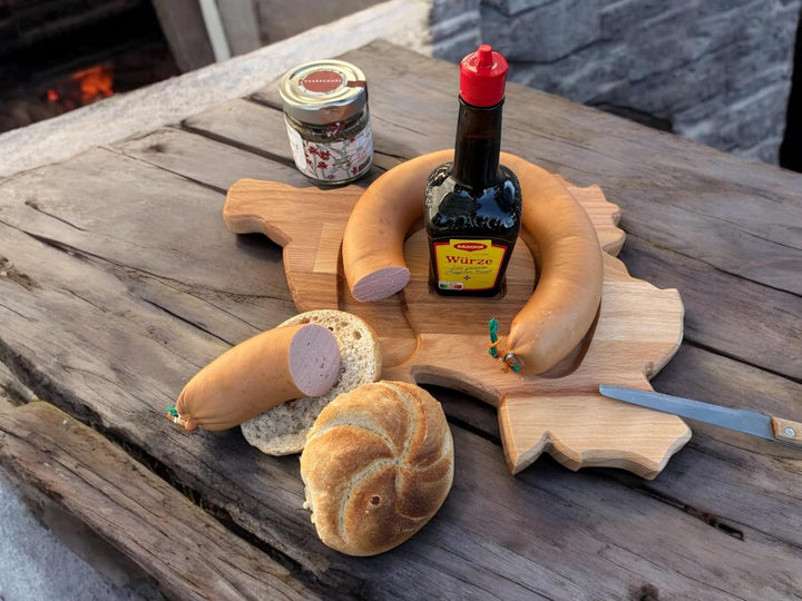 Saarlandbrett Frühstücksbrettchen aus Holz, Legendärer Lyoner-Maggi Style, für Saarländer, Lusitge G