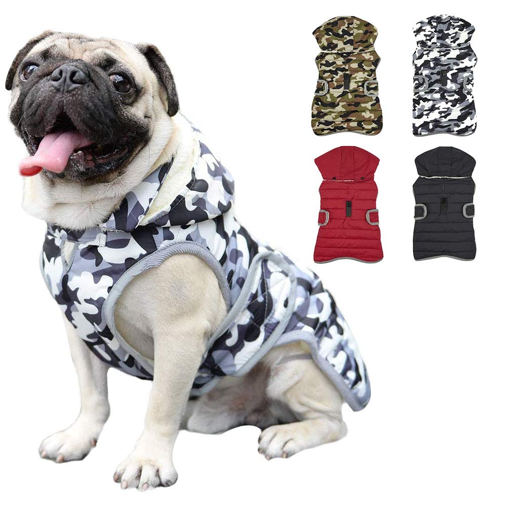 Winter Hundejacke with Abnehmbarem Hut, Hundemantel Wasserdicht Reflektierend Hund Mantel Warme Hood