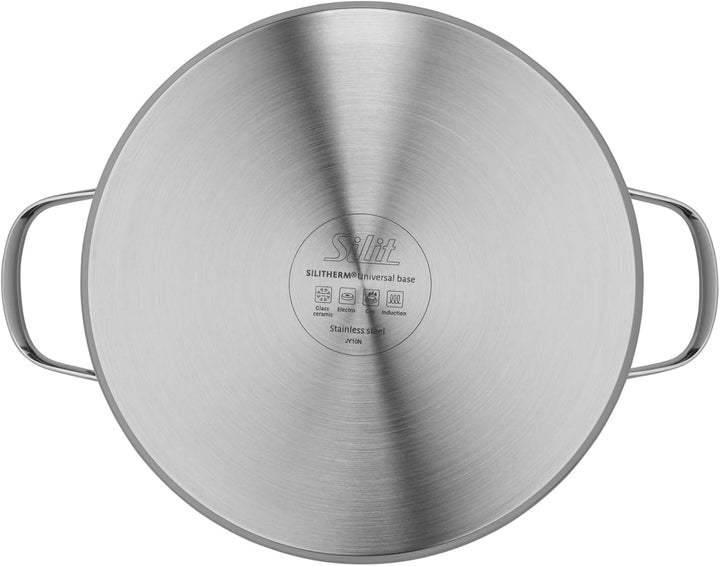 Silit Achat Kochtopf gross 24cm, Glasdeckel, Fleischtopf Induktion 5,6l, Edelstahl teilmattiert, unb