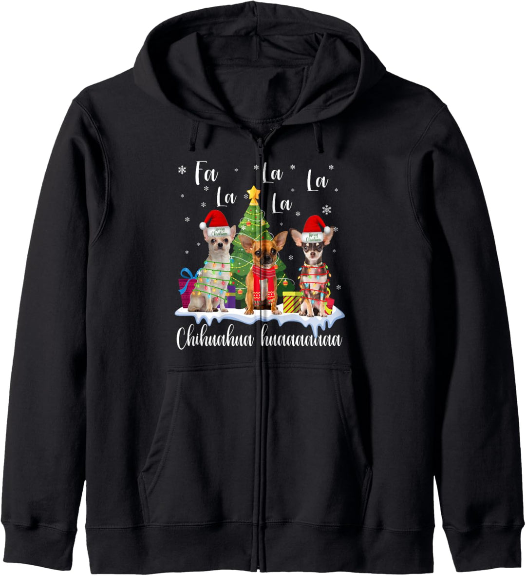 Chihuahua Hund Weihnachten fa la lustig hässlich Weihnachten Pullover Kapuzenjacke