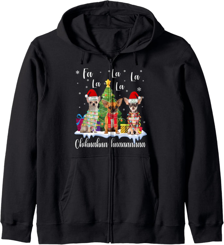 Chihuahua Hund Weihnachten fa la lustig hässlich Weihnachten Pullover Kapuzenjacke