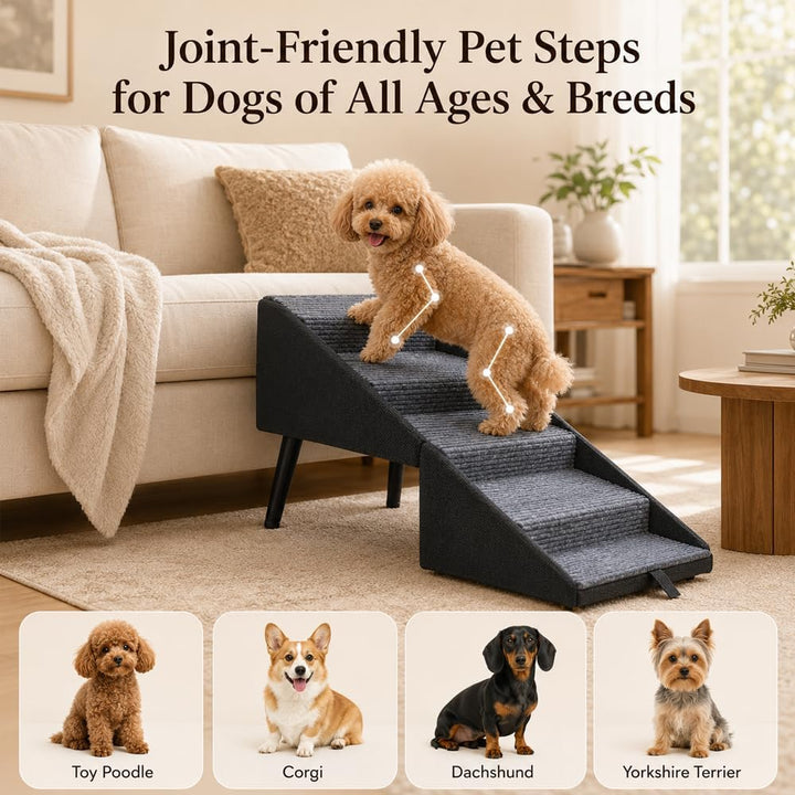Klappbare Hundetreppe für kleine Hunde – 2-in-1-Treppe und Hocker – rutschfeste Holzstufen für das S