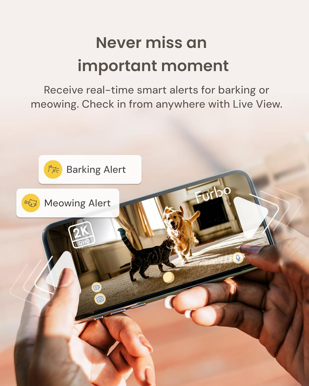Furbo Mini 360º New Pet Camera: Home Security Camera w/Barking/Meowing Alerts, Rotating Pet Treat Di
