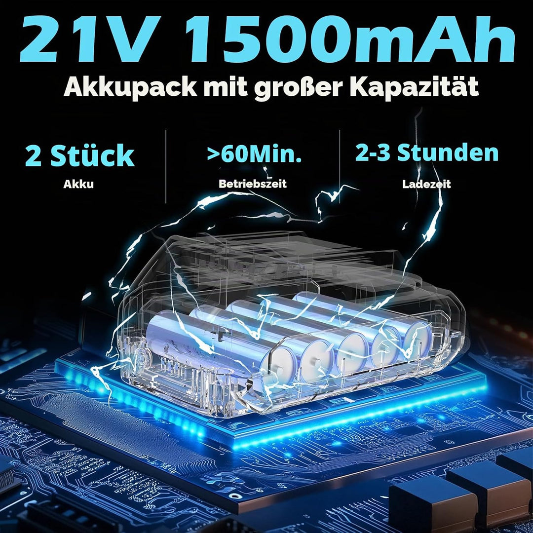 Rasentrimmer mit Akku Mit 2 Akku &amp; 4 Klingentypen, Blau Hellblau, Hellblau