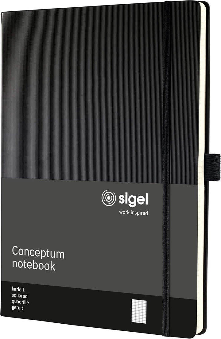 SIGEL CO115 Premium Notizbuch kariert, A4+, Hardcover, schwarz - Conceptum A4+ kariert schwarz, A4+